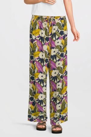 crinkle wide leg broek met bloemenprint