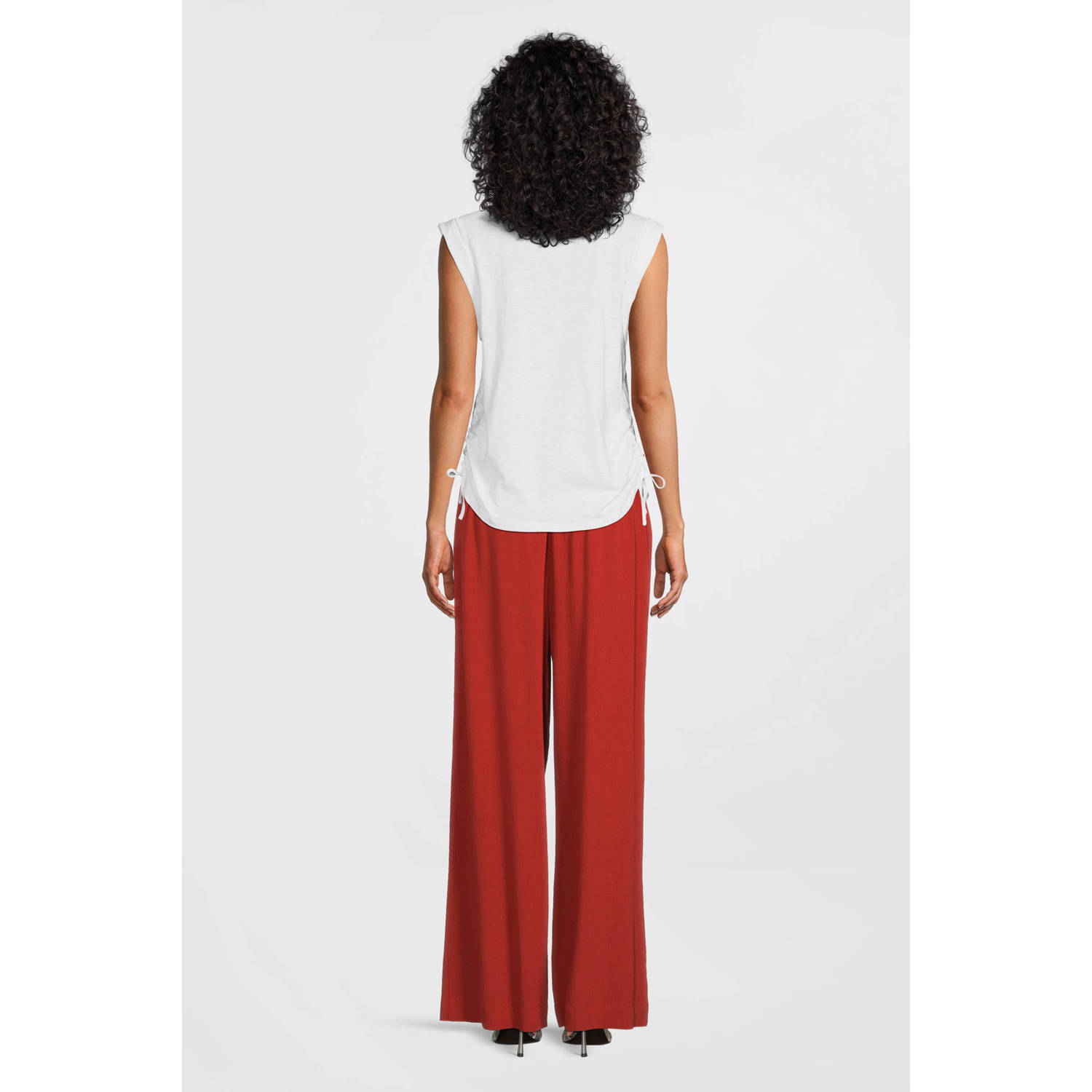 Imagine crinkle wide leg broek terracotta
