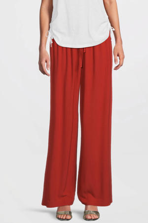 crinkle wide leg broek terracotta