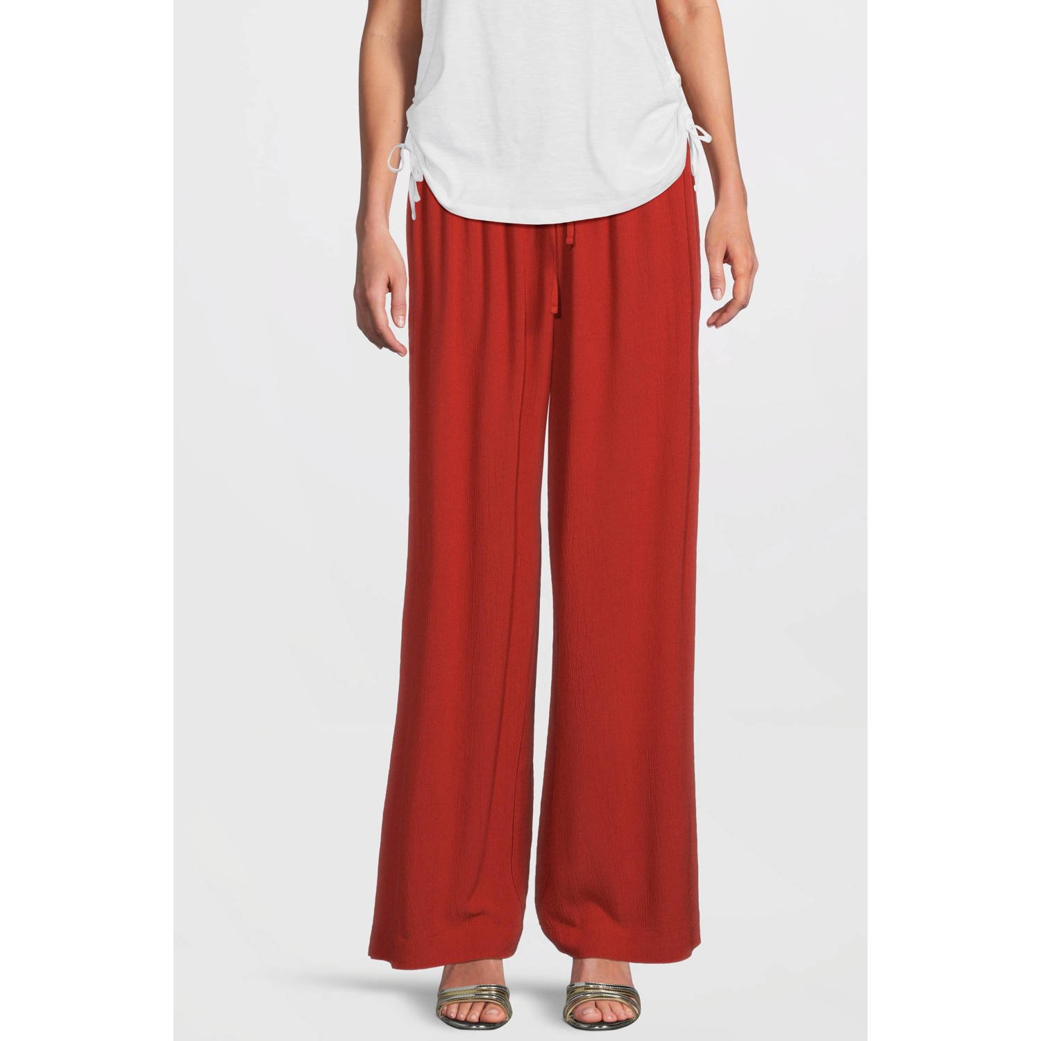 Imagine crinkle wide leg broek terracotta