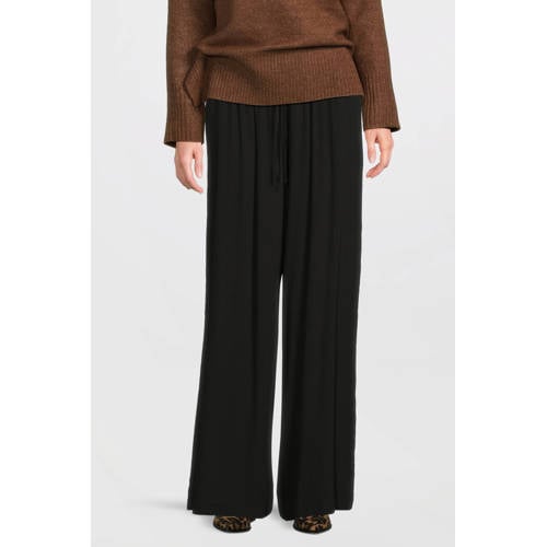 Imagine crinkle wide leg broek zwart afbeelding