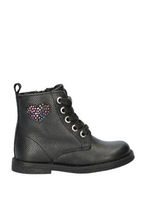 leren veterboots zwart