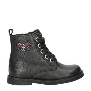 leren veterboots zwart