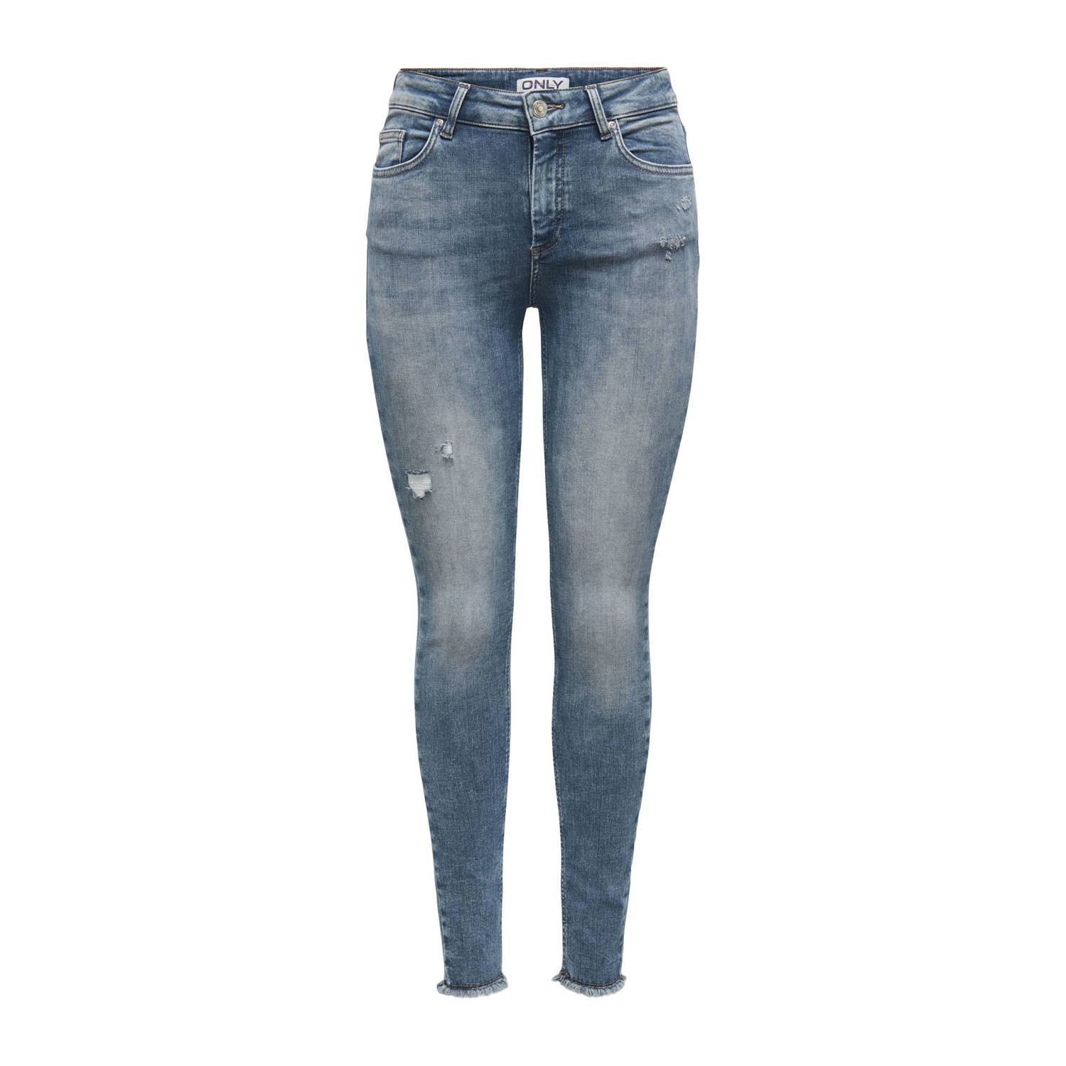 Only Skinny fit jeans van katoenmix met pijpen met franjes model 'BLUSH'