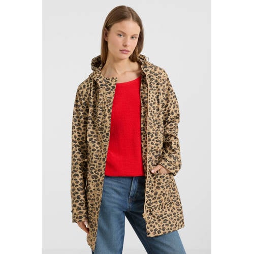 anytime regenjas met capuchon leopard print afbeelding
