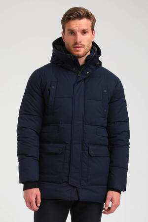 gewatteerde jas donkerblauw