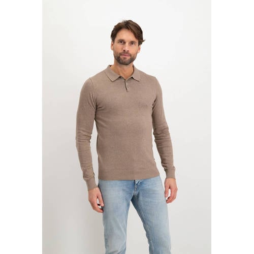 Saint Steve slim polo fijn gebreid bruin afbeelding