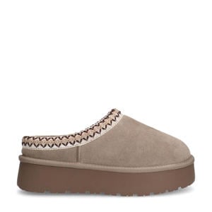 gevoerde suède clogs beige
