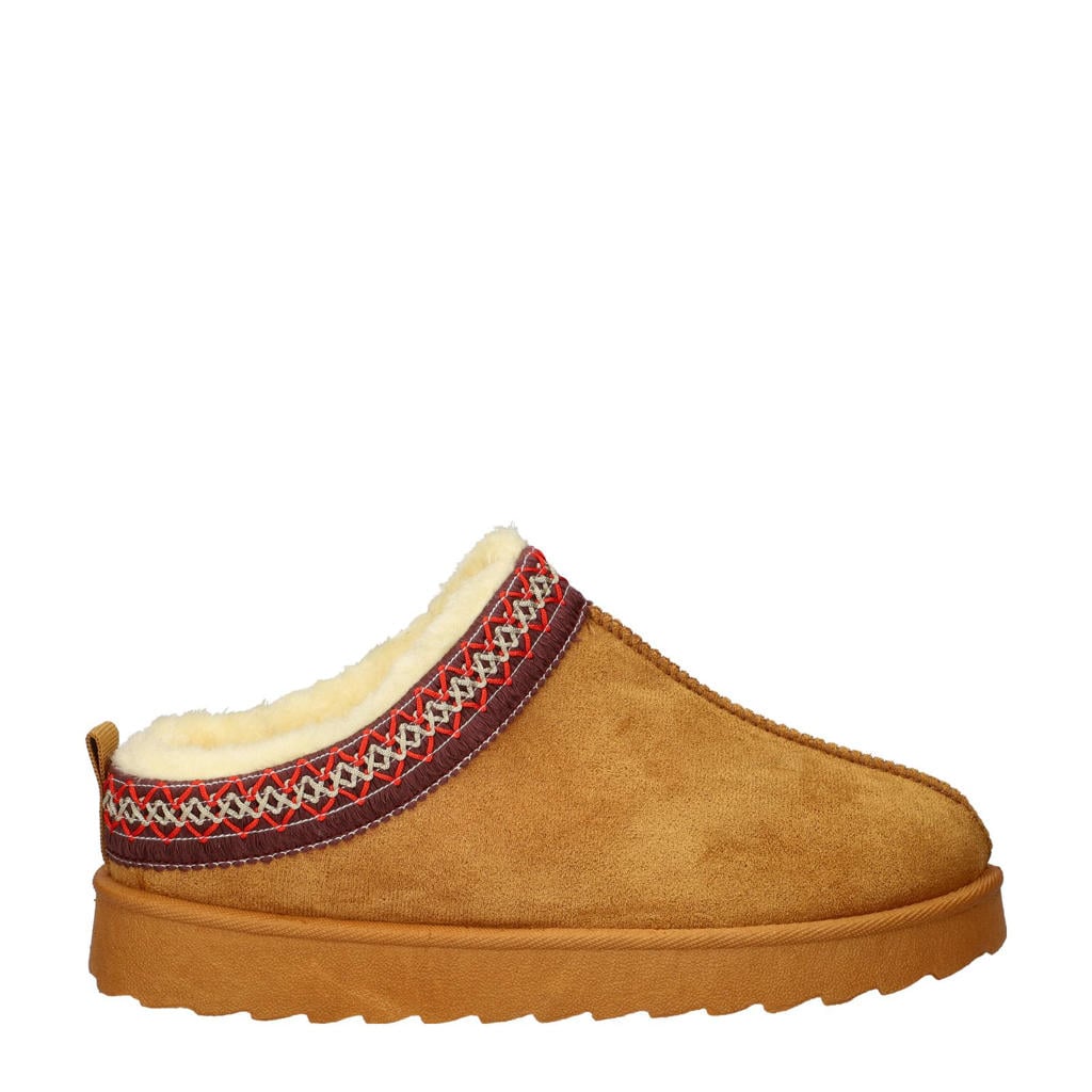 Cognackleurige dames Nelson Home suède pantoffels