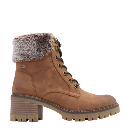 Tom Tailor gevoerde veterboots cognac afbeelding