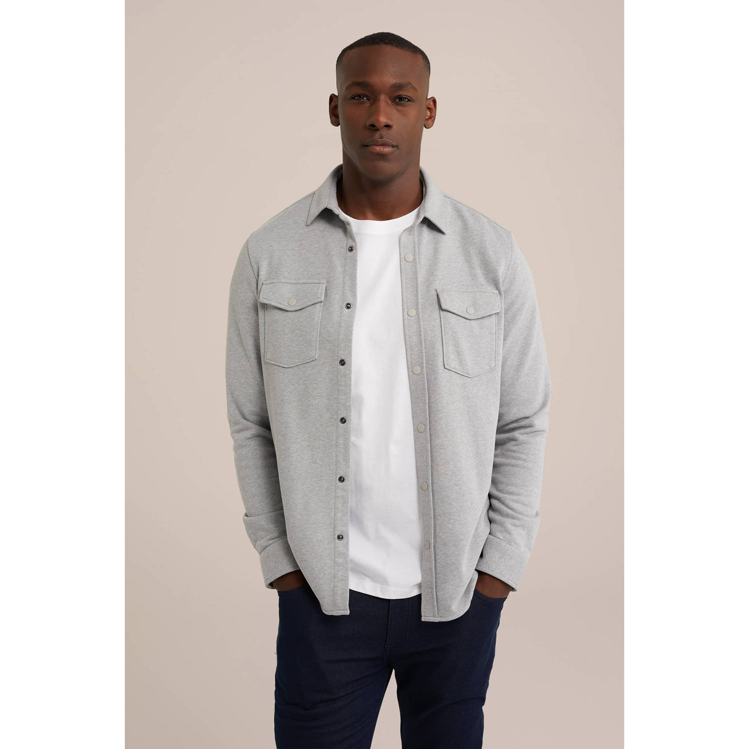 WE Fashion Tall fit overhemd grijs