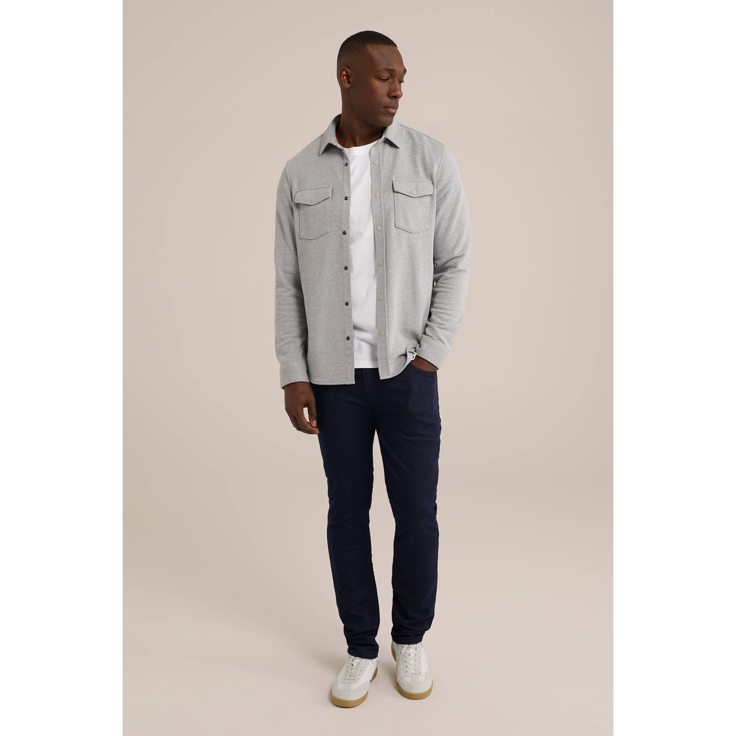 WE Fashion Tall fit overhemd grijs