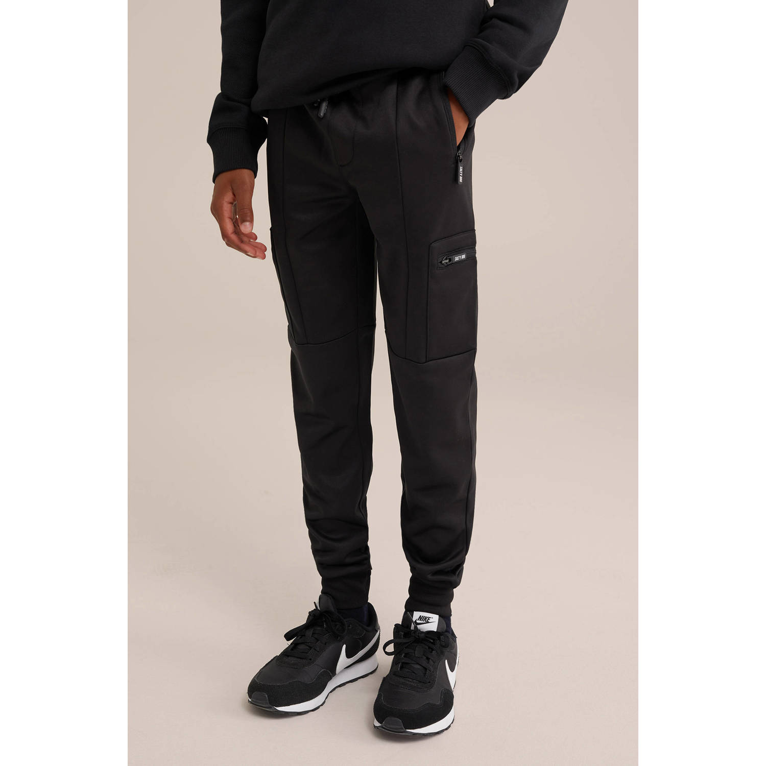 WE Fashion slim fit joggingbroek zwart