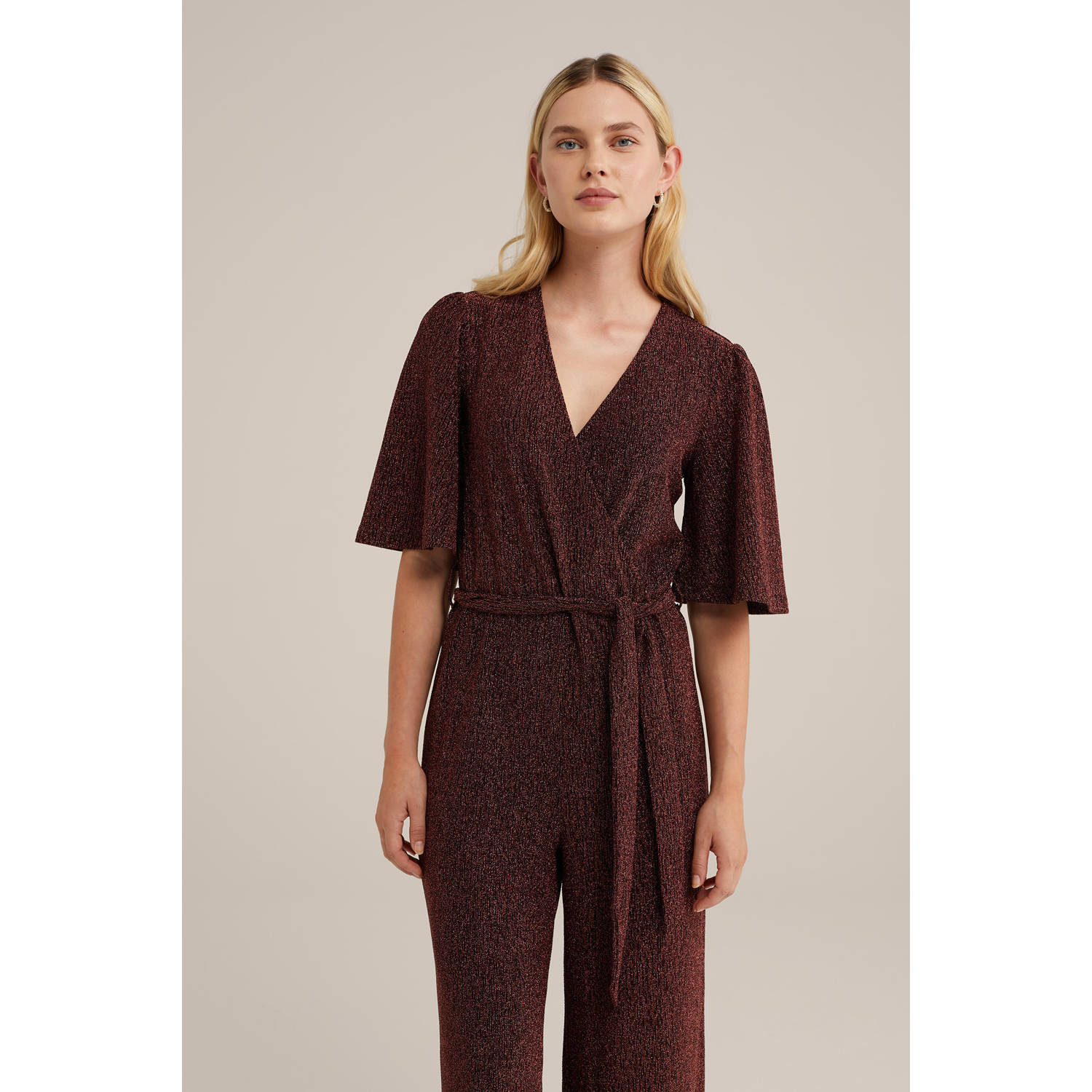 WE Fashion roodbruin met lurex