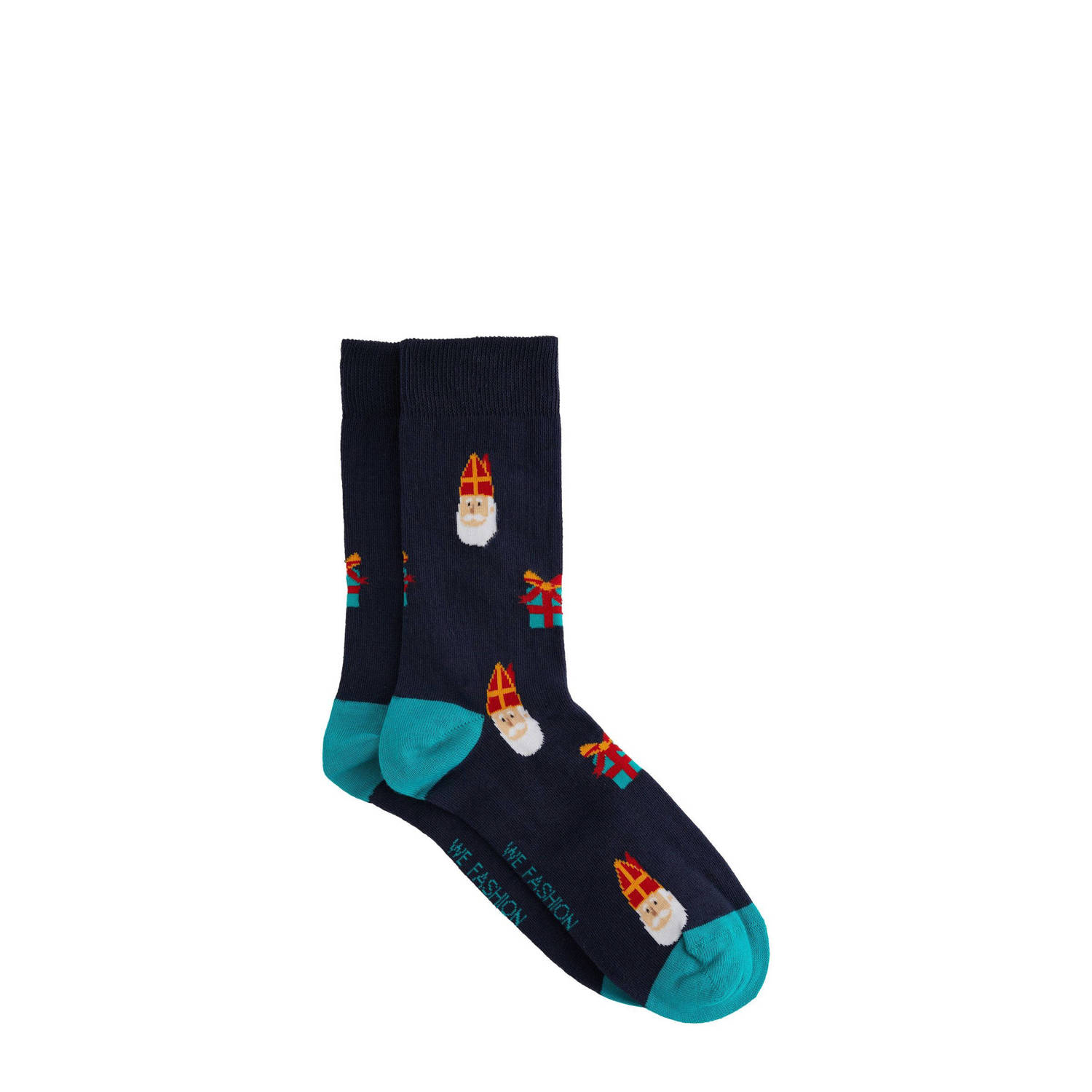 WE Fashion sokken met all over print blauw