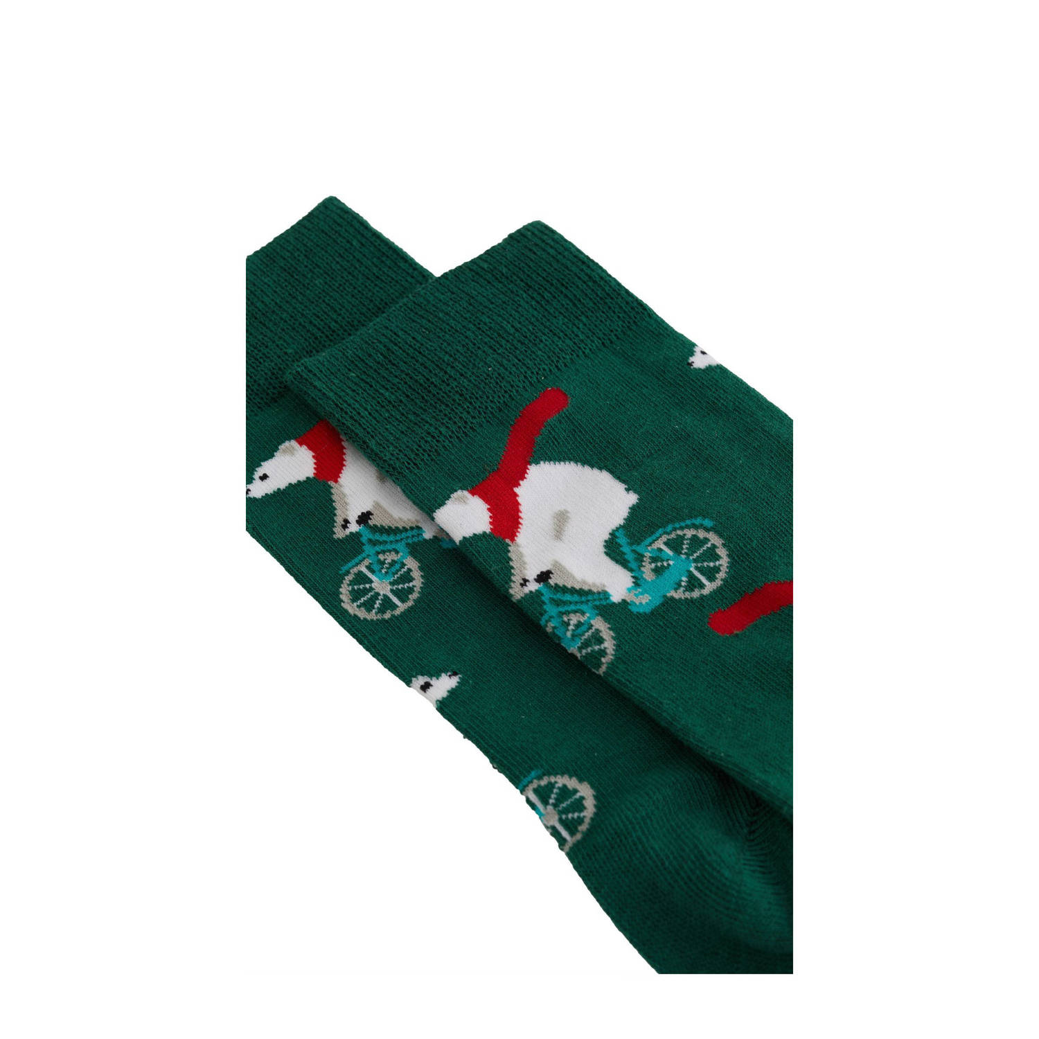 WE Fashion sokken met all over print groen