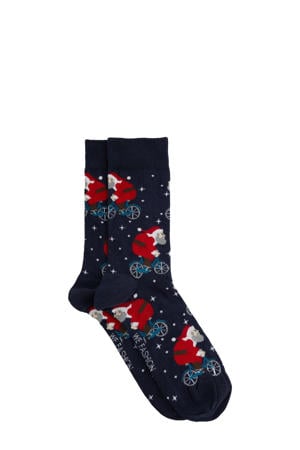 sokken met all over print donkerblauw