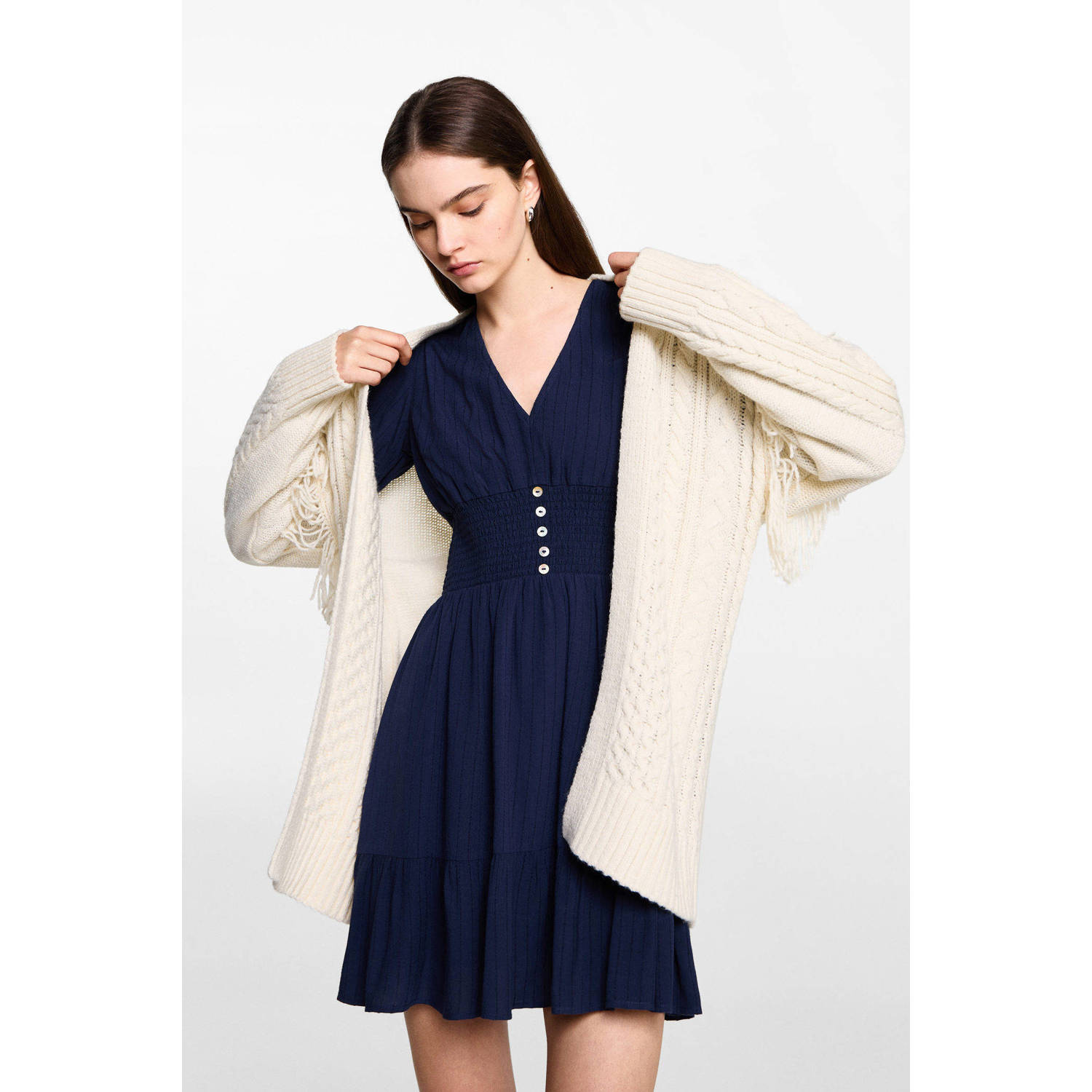 MANGO TEEN gebreid vest beige