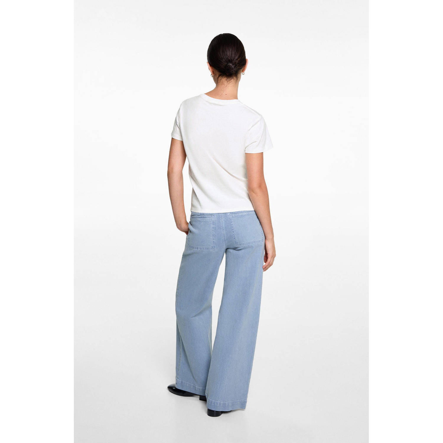 MANGO TEEN wide leg jeans middenblauw