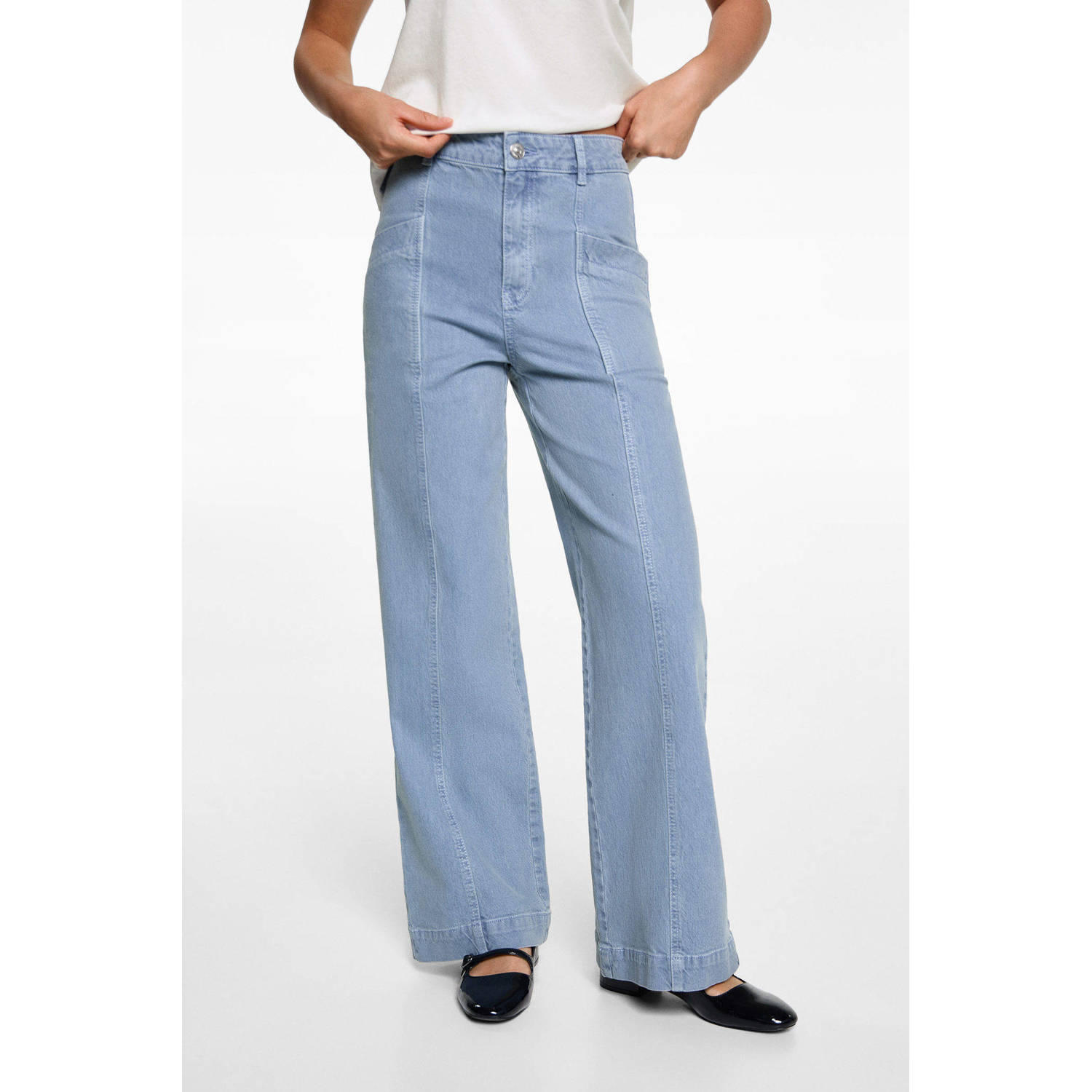 MANGO TEEN wide leg jeans middenblauw