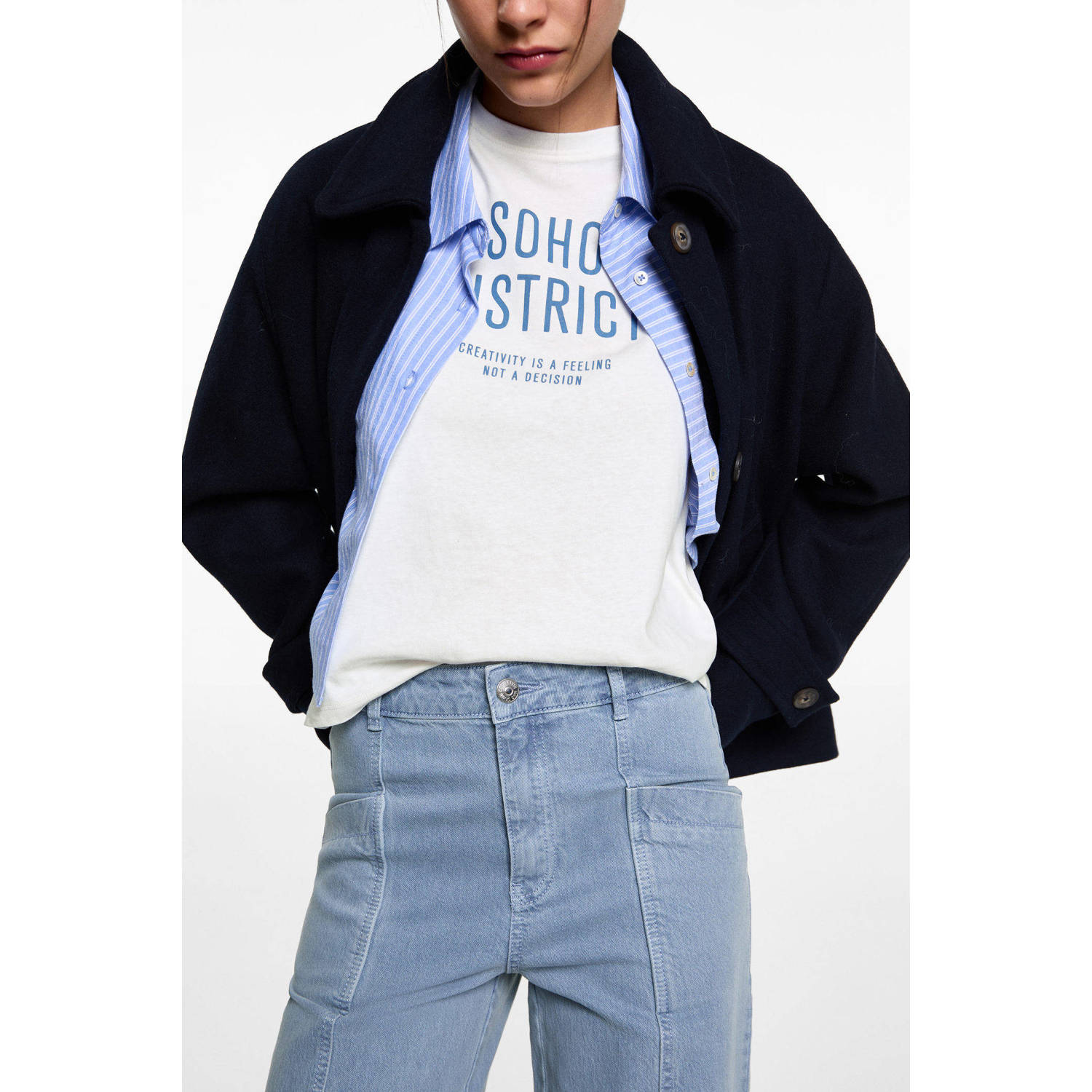 MANGO TEEN wide leg jeans middenblauw