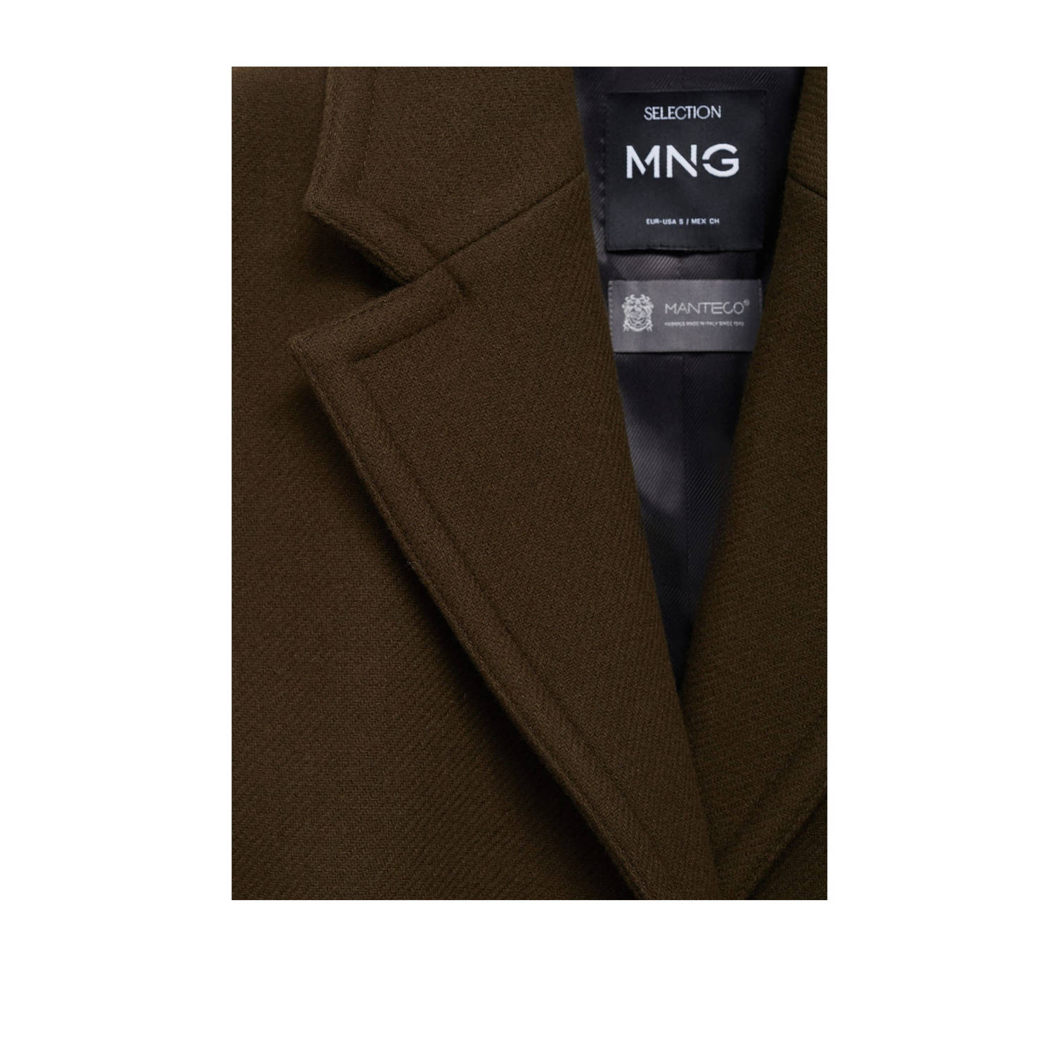 Mango manteljas wol donkerbruin