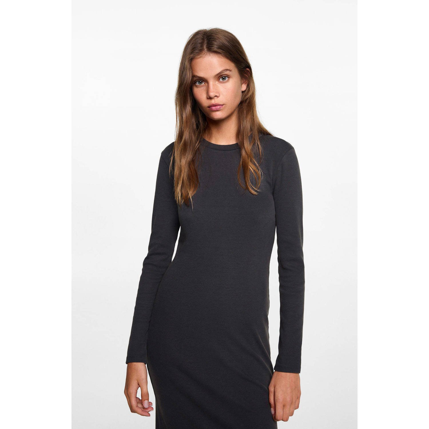 MANGO TEEN bodycon jurk antraciet