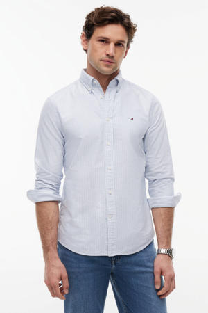 gestreepte regular oxford overhemd blauw