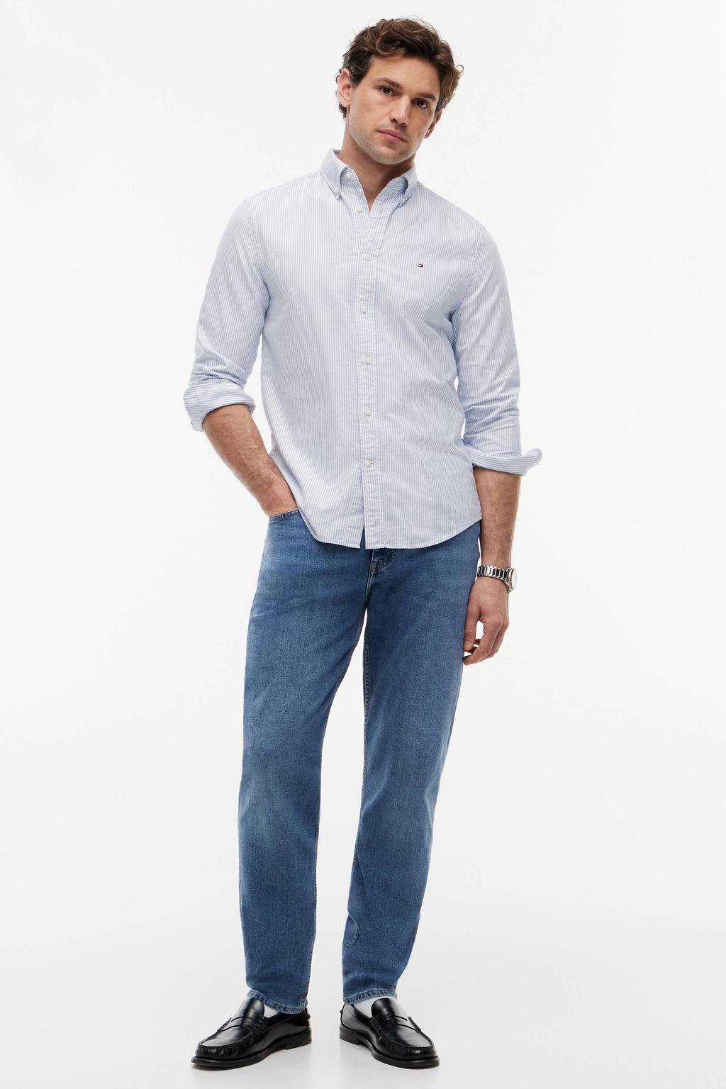 Tommy Hilfiger gestreepte regular oxford overhemd blauw