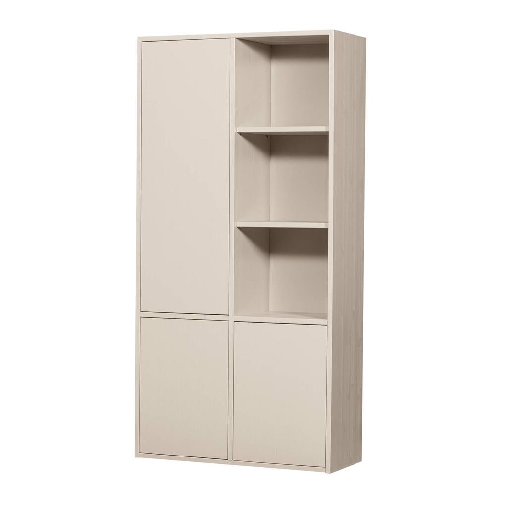WOOOD Merel opbergkast - Grenen - Warmgrijs - 100x200x44 cm
