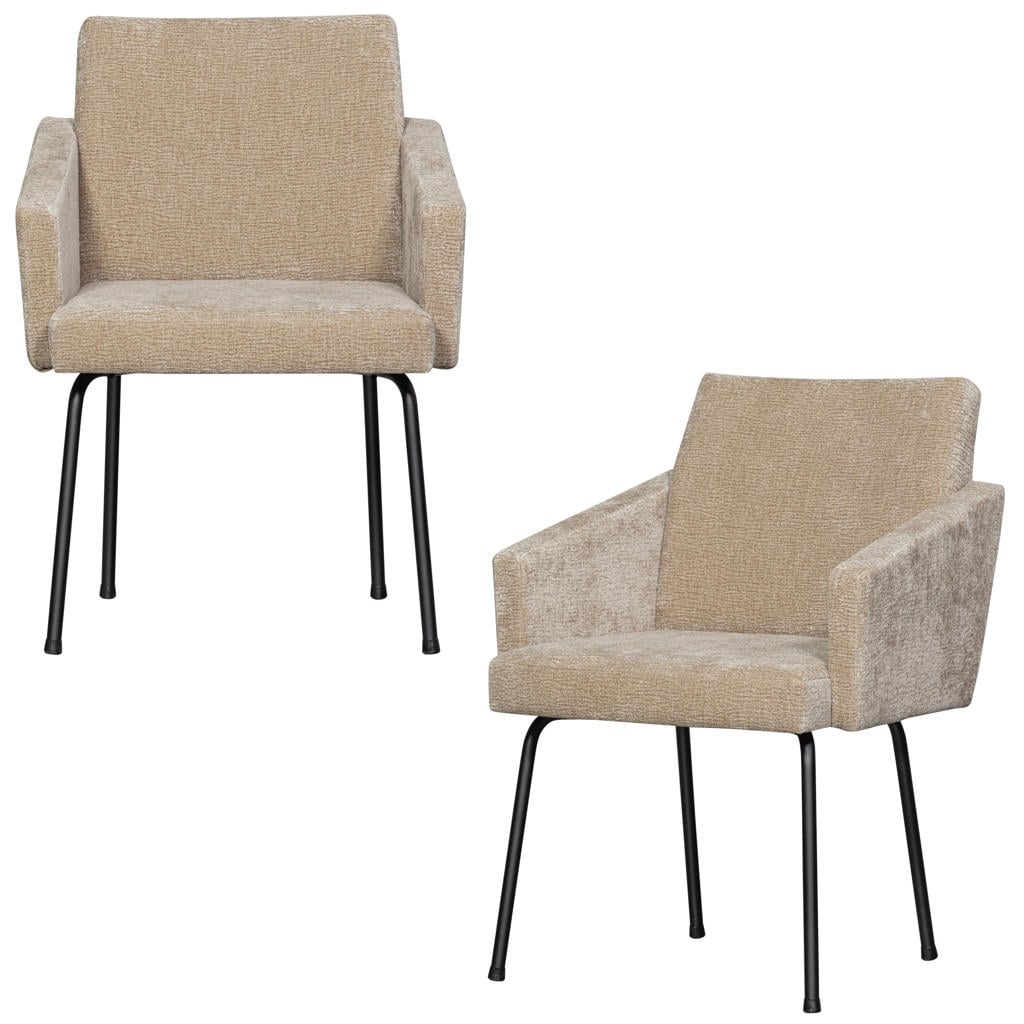 WOOOD WOOOD Mount Eetkamerstoelen - Polyester - Donkerbruin - Set van 2