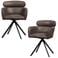 WOOOD WOOOD Fenne Draaibare Eetkamerstoelen -Leerlook- Zwart/Grijs-Set van 2