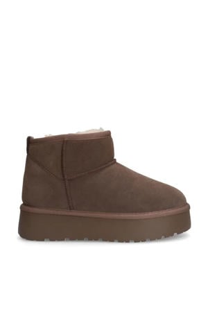 gevoerde suède enkelboots taupe