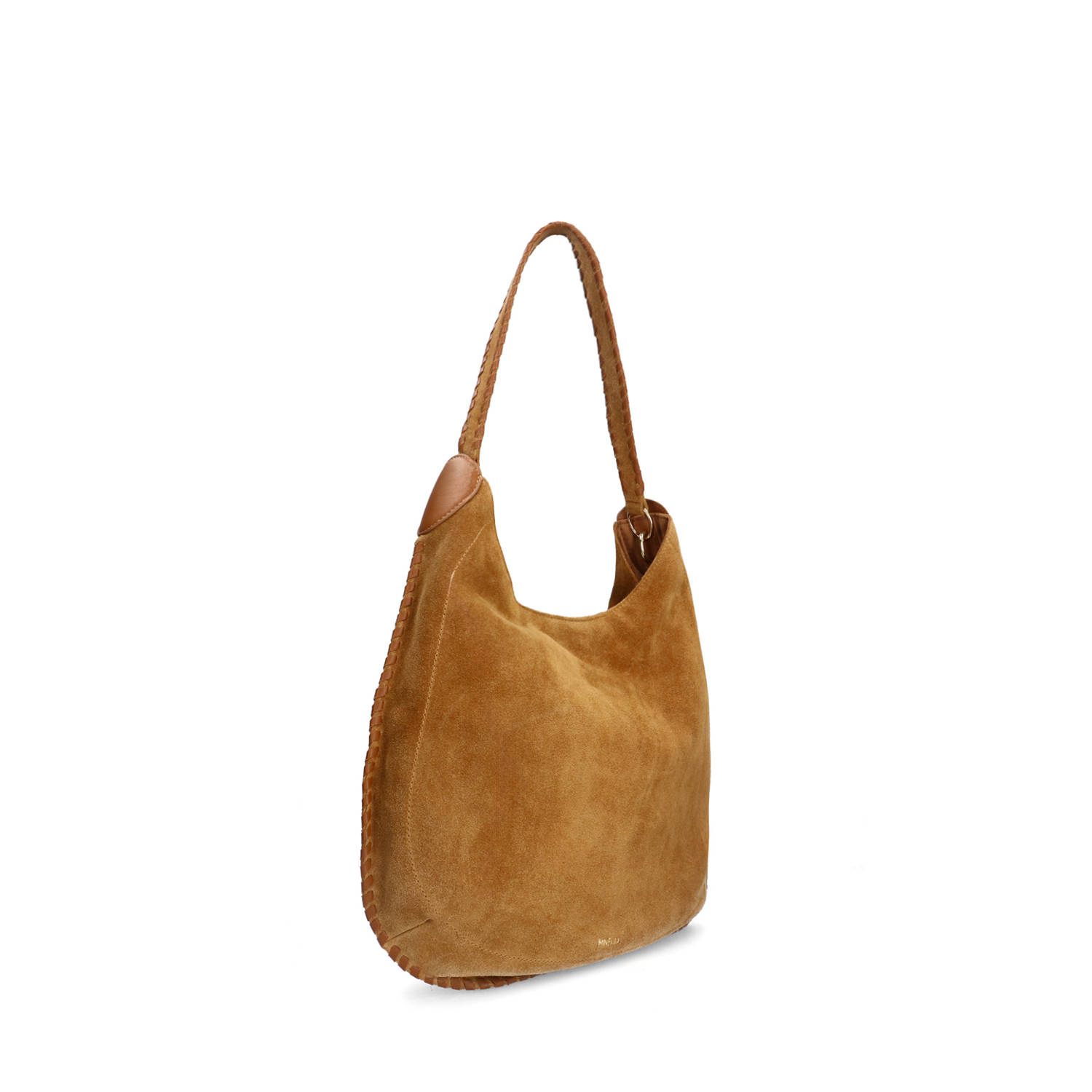 Manfield suede schoudertas cognac