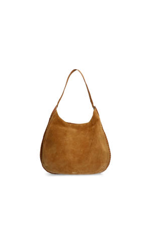 suede schoudertas cognac