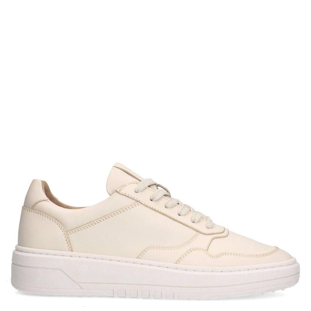 Beige heren Manfield leren sneakers met veters
