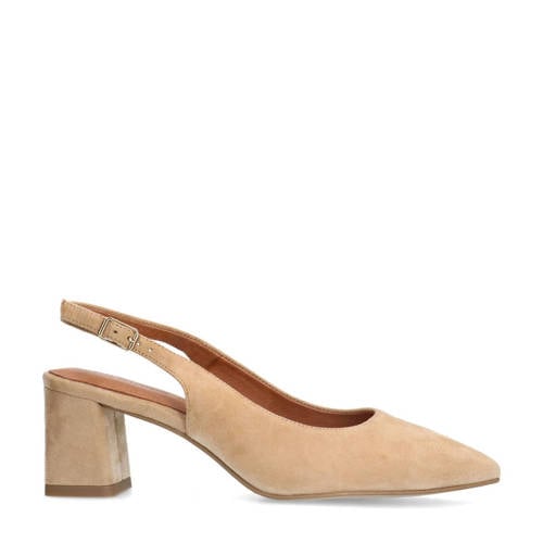 No Stress suède slingback pumps beige afbeelding