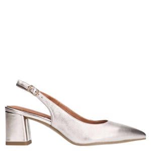 leren slingback pumps goud