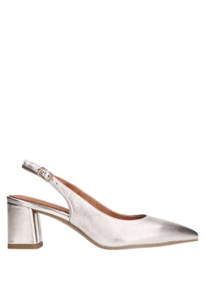 leren slingback pumps goud