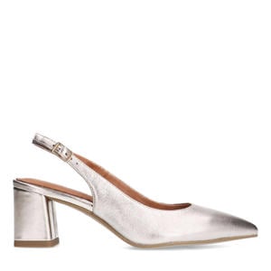 leren slingback pumps goud