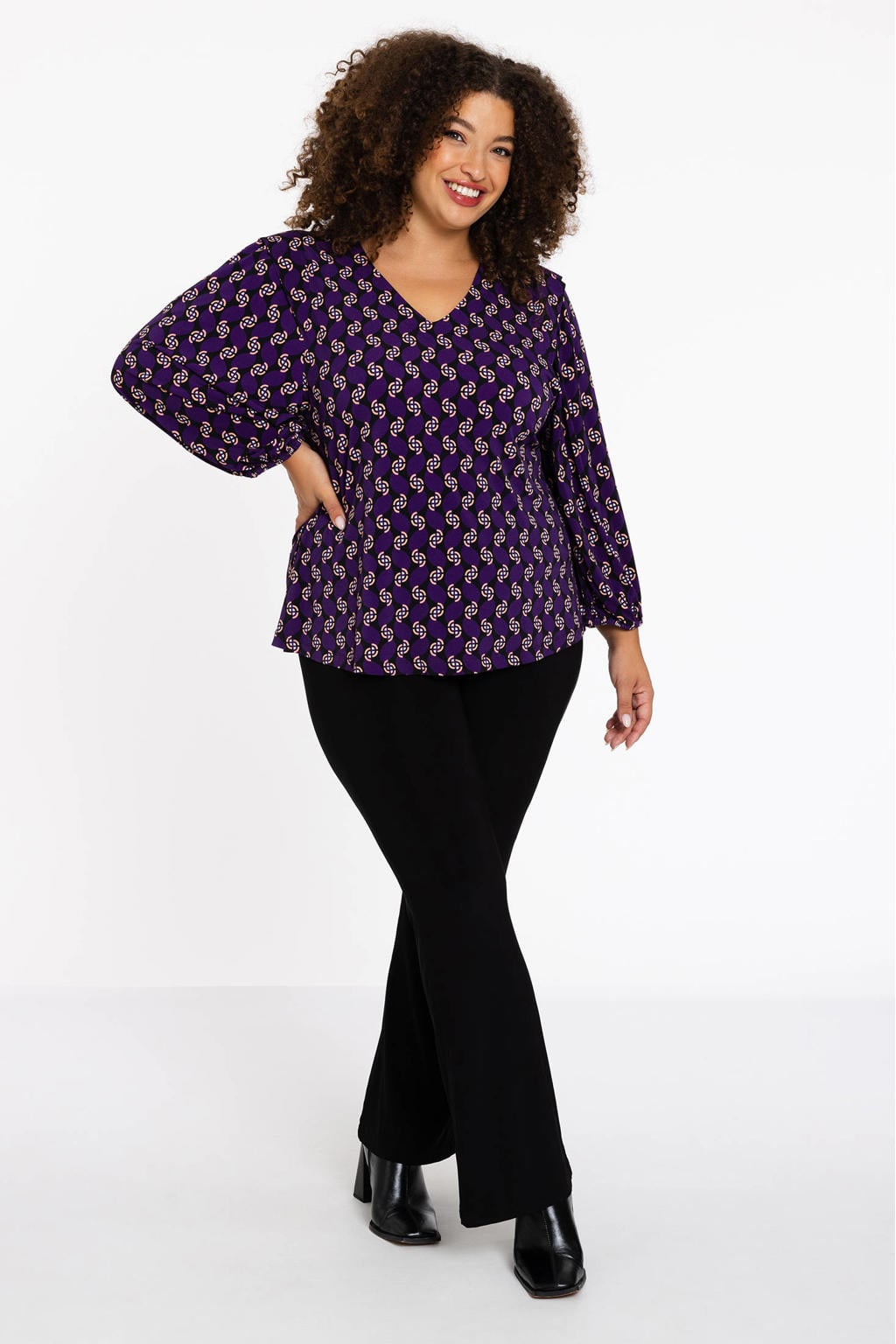 YOEK Lovers Collection top met all over print paars