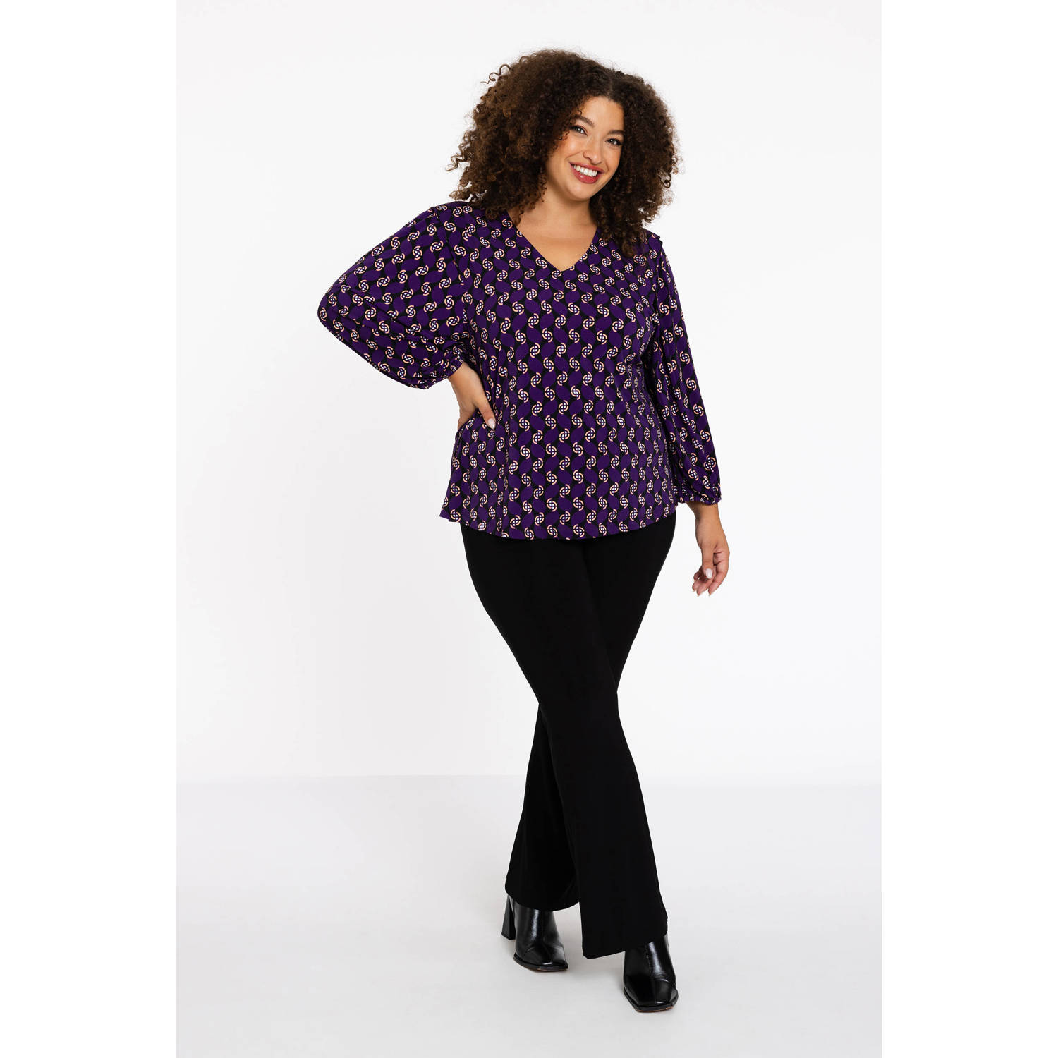YOEK Lovers Collection top met all over print paars