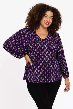 top met all over print paars