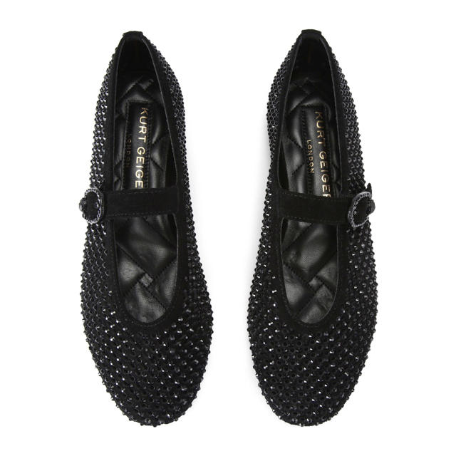 Zwarte mesh ballerina's met strass | Ballerina's