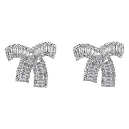 Club Manhattan oorbellen Ruby Bow Tie zilverkleurig afbeelding