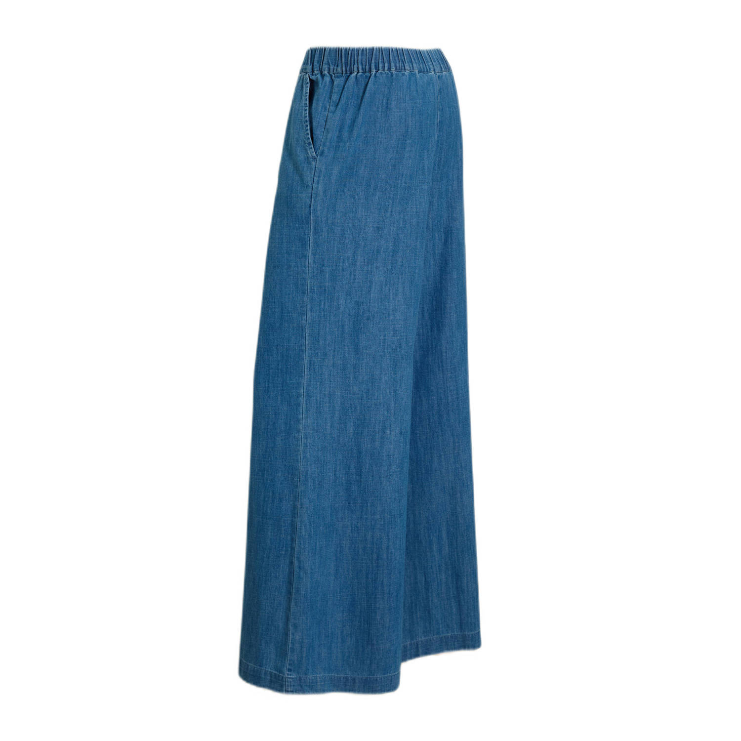 anytime denim wide leg broek blauw