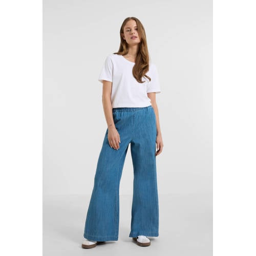 anytime denim wide leg broek blauw afbeelding