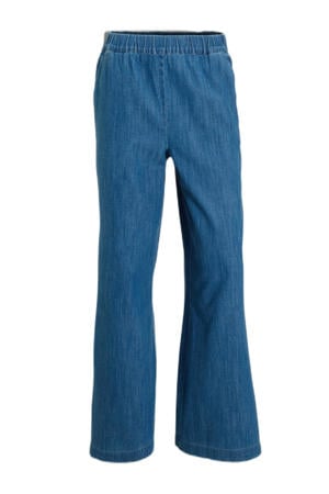 denim wide leg broek blauw