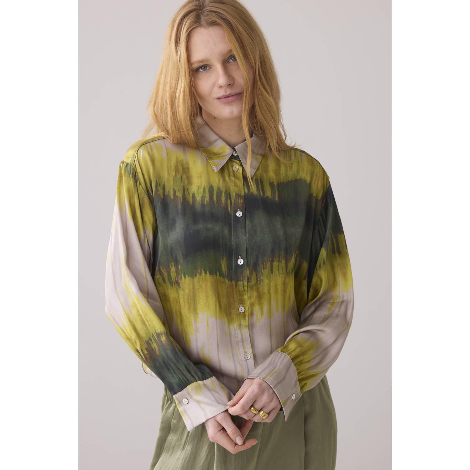 Summum Woman Tie Dye Stripe Blouse Lange Mouw Multicolor Dames