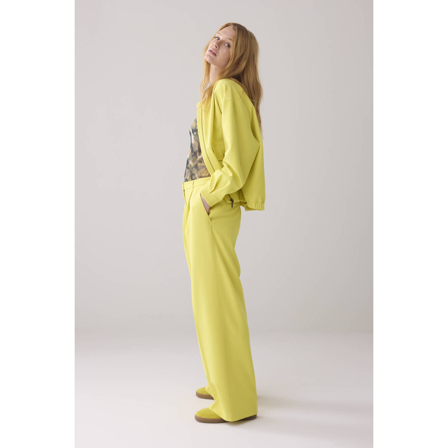 Summum wide leg pantalon geel
